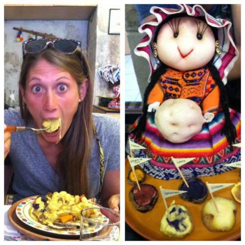 The search is always on for that vegan escape. As a potato lover, I ate to my belly's content at Hatunpa restaurant in Peru. I was greeted by this potato lady proudly displaying the types of potatoes served there.